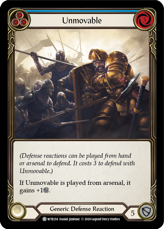 Flesh and Blood TCG | Unmovable (Blue) [U-WTR214] (Welcome to Rathe Unlimited)  Unlimited Rainbow Foil | The Nerd Merchant