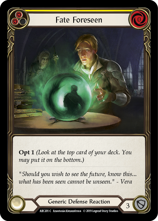 Flesh and Blood TCG | Fate Foreseen (Yellow) [ARC201-C] (Arcane Rising)  1st Edition Rainbow Foil | The Nerd Merchant
