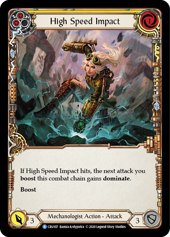 Flesh and Blood TCG | High Speed Impact (Yellow) [CRU107] (Crucible of War)  1st Edition Rainbow Foil | The Nerd Merchant