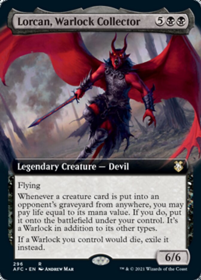 Magic | Lorcan, Warlock Collector (Extended Art) [Dungeons & Dragons: Adventures in the Forgotten Realms Commander] | The Nerd Merchant