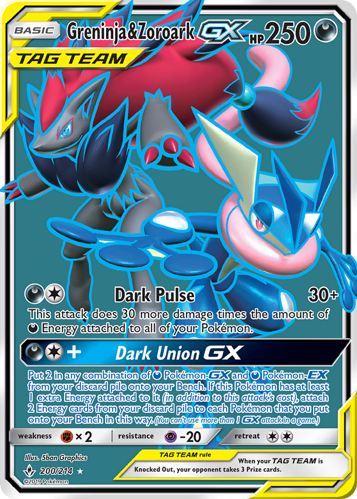 Pokemon | Greninja & Zoroark GX (200/214) [Sun & Moon: Unbroken Bonds] | The Nerd Merchant