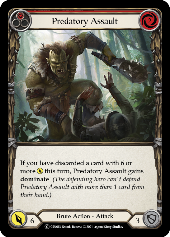 Flesh and Blood TCG | Predatory Assault (Red) [U-CRU013] (Crucible of War Unlimited)  Unlimited Rainbow Foil | The Nerd Merchant