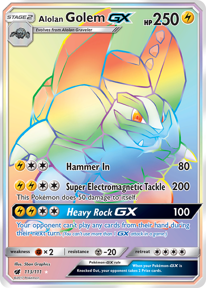 Pokemon | Alolan Golem GX (113/111) [Sun & Moon: Crimson Invasion] | The Nerd Merchant