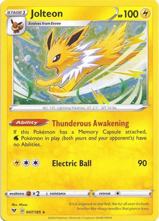 Pokemon | Jolteon (047/185) (Cosmos Holo) [Sword & Shield: Vivid Voltage] | The Nerd Merchant