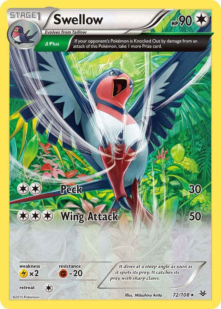 Pokemon | Swellow (72/108) (Theme Deck Exclusive) [XY: Roaring Skies] | The Nerd Merchant