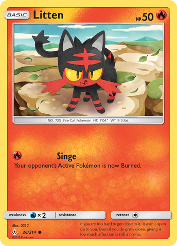 Pokemon | Litten (26/214) [Sun & Moon: Unbroken Bonds] | The Nerd Merchant