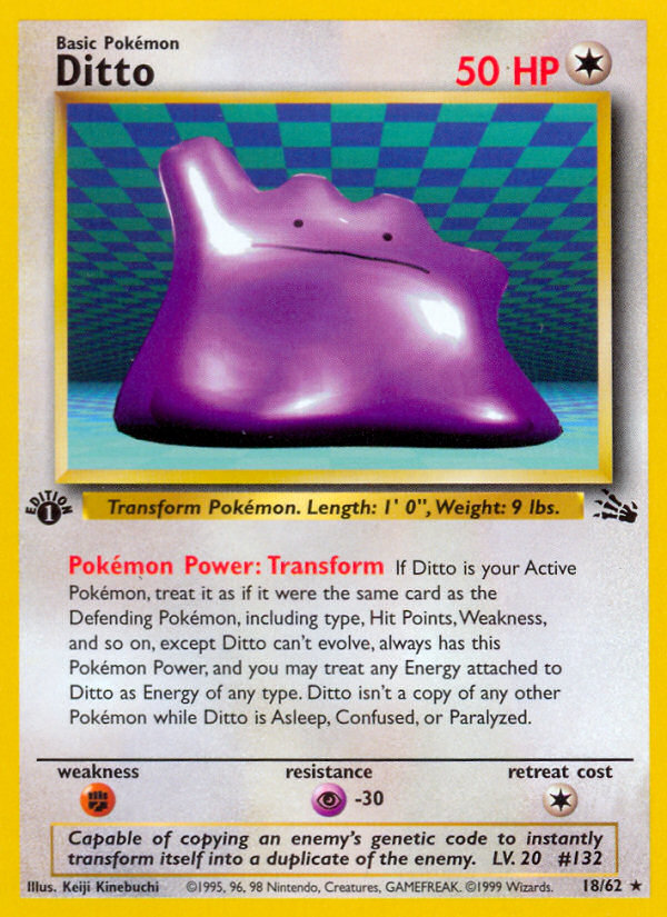 Pokemon | Ditto (18/62) [Fossil 1st Edition] | The Nerd Merchant