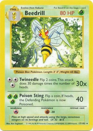 Pokemon | Beedrill (17/102) [Base Set Shadowless Unlimited] | The Nerd Merchant