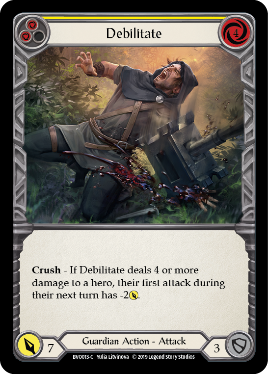 Flesh and Blood TCG | Debilitate (Yellow) [BVO013-C] (Bravo Hero Deck)  1st Edition Normal | The Nerd Merchant