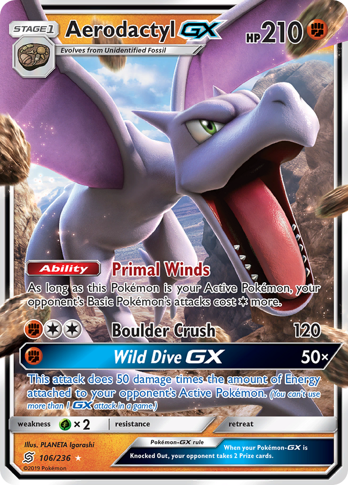 Pokemon | Aerodactyl GX (106/236) [Sun & Moon: Unified Minds] | The Nerd Merchant