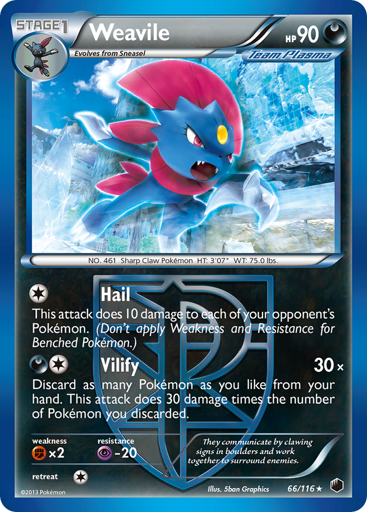 Pokemon | Weavile (66/116) [Black & White: Plasma Freeze] | The Nerd Merchant