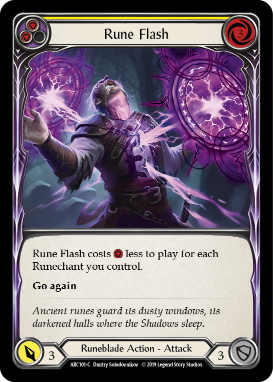 Flesh and Blood TCG | Rune Flash (Yellow) [ARC101-C] (Arcane Rising)  1st Edition Normal | The Nerd Merchant