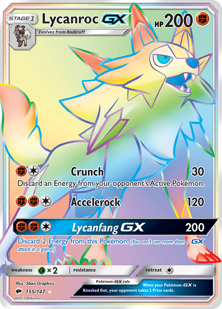 Pokemon | Lycanroc GX (155/147) [Sun & Moon: Burning Shadows] | The Nerd Merchant