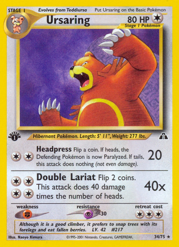 Pokemon | Ursaring (34/75) [Neo Discovery 1st Edition] | The Nerd Merchant