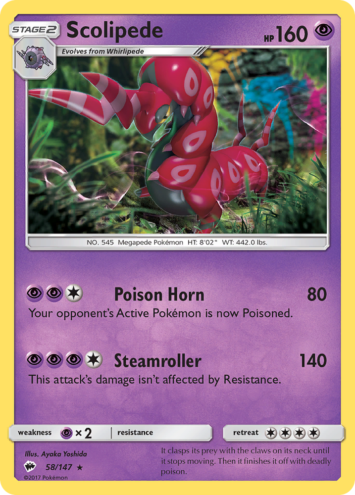 Pokemon | Scolipede (58/147) [Sun & Moon: Burning Shadows] | The Nerd Merchant