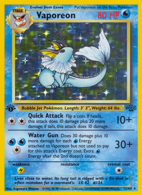 Pokemon | Vaporeon (12/64) [Jungle 1st Edition] | The Nerd Merchant