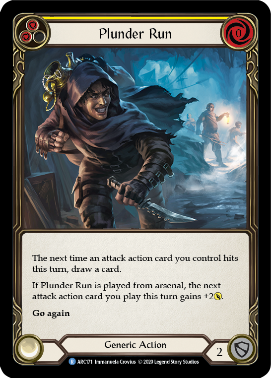 Flesh and Blood TCG | Plunder Run (Yellow) [U-ARC171] (Arcane Rising Unlimited)  Unlimited Rainbow Foil | The Nerd Merchant