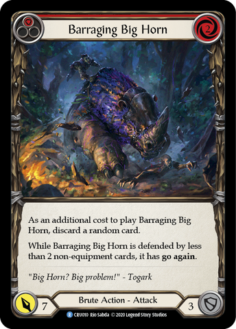 Flesh and Blood TCG | Barraging Big Horn (Red) [CRU010] (Crucible of War)  1st Edition Normal | The Nerd Merchant
