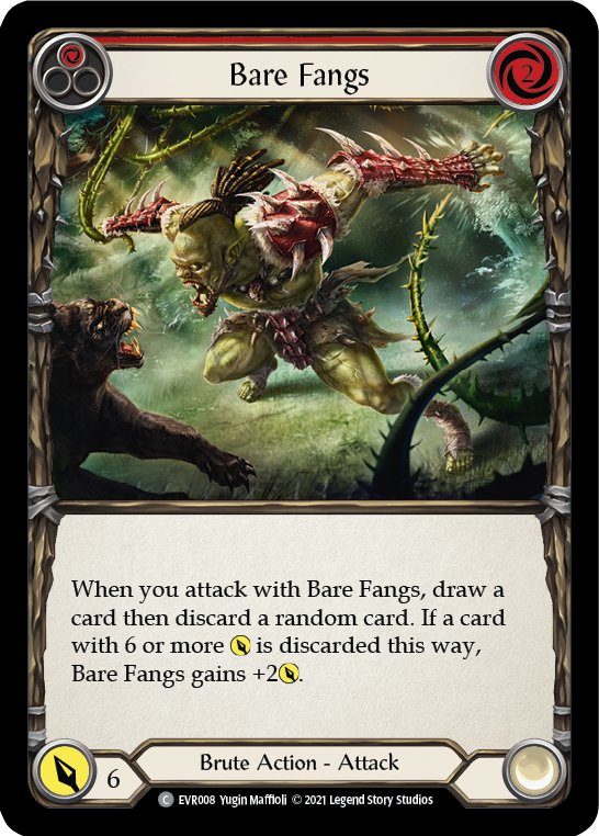 Flesh and Blood TCG | Bare Fangs (Red) [EVR008] (Everfest)  1st Edition Rainbow Foil | The Nerd Merchant