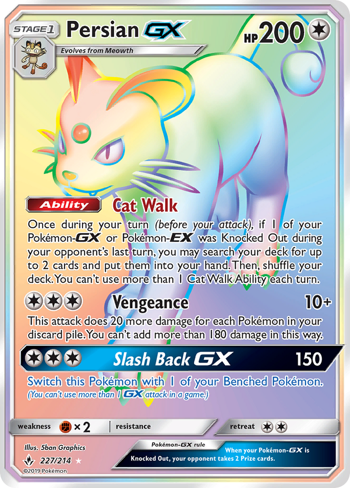 Pokemon | Persian GX (227/214) [Sun & Moon: Unbroken Bonds] | The Nerd Merchant