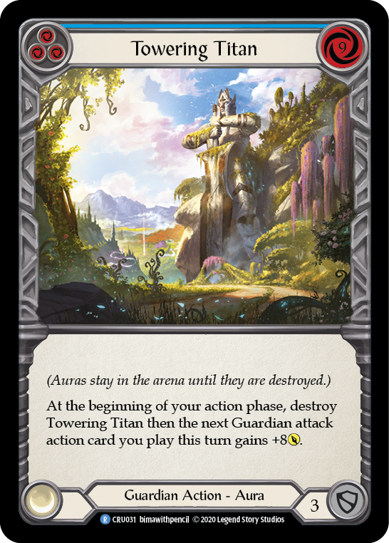 Flesh and Blood TCG | Towering Titan (Blue) [CRU031] (Crucible of War)  1st Edition Rainbow Foil | The Nerd Merchant