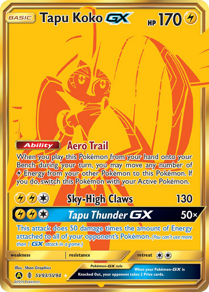 Pokemon | Tapu Koko GX (SV93/SV94) [Sun & Moon: Hidden Fates - Shiny Vault] | The Nerd Merchant