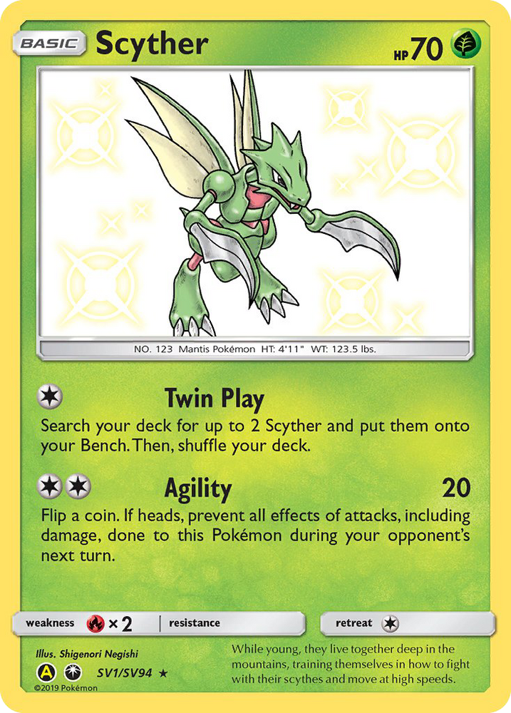 Pokemon | Scyther (SV1/SV94) [Sun & Moon: Hidden Fates - Shiny Vault] | The Nerd Merchant