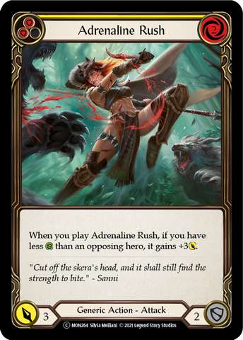 Flesh and Blood TCG | Adrenaline Rush (Yellow) [U-MON264-RF] (Monarch Unlimited)  Unlimited Rainbow Foil | The Nerd Merchant