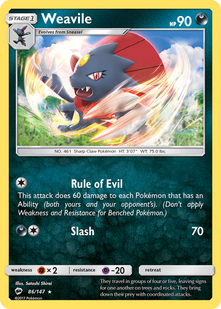 Pokemon | Weavile (86/147) [Sun & Moon: Burning Shadows] | The Nerd Merchant