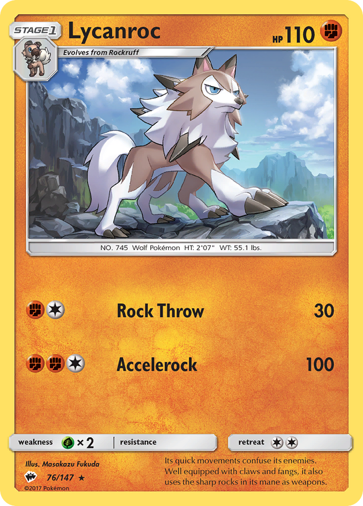 Pokemon | Lycanroc (76/147) [Sun & Moon: Burning Shadows] | The Nerd Merchant
