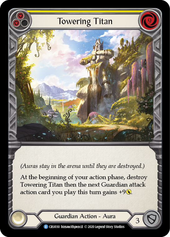 Flesh and Blood TCG | Towering Titan (Yellow) [CRU030] (Crucible of War)  1st Edition Normal | The Nerd Merchant