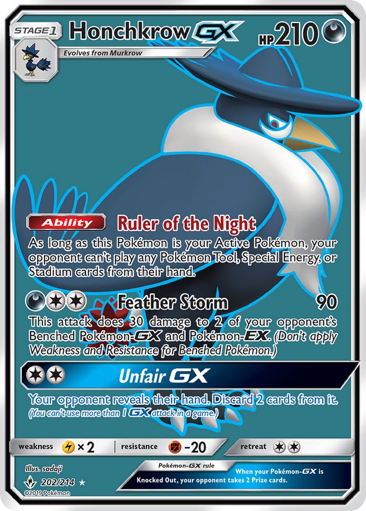 Pokemon | Honchkrow GX (202/214) [Sun & Moon: Unbroken Bonds] | The Nerd Merchant