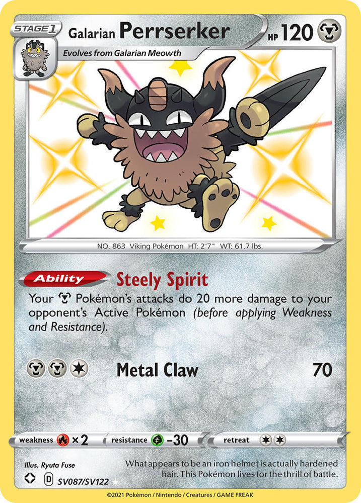 Pokemon | Galarian Perrserker (SV087/SV122) [Sword & Shield: Shining Fates] | The Nerd Merchant