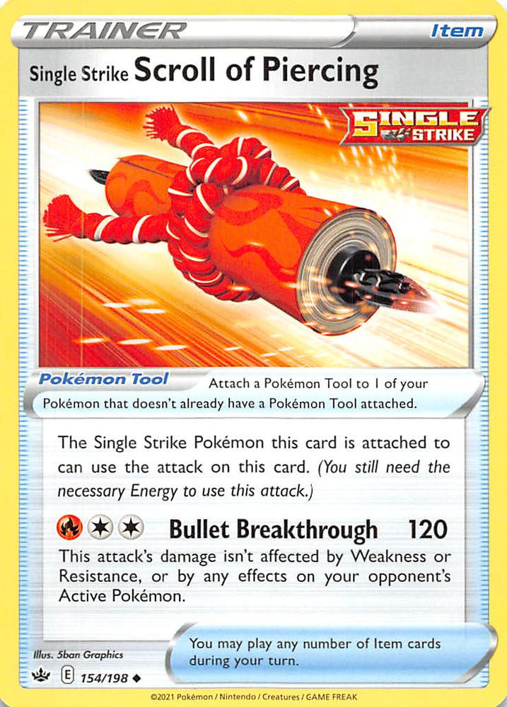 Pokemon | Single Strike Scroll of Piercing (154/198) [Sword & Shield: Chilling Reign] | The Nerd Merchant