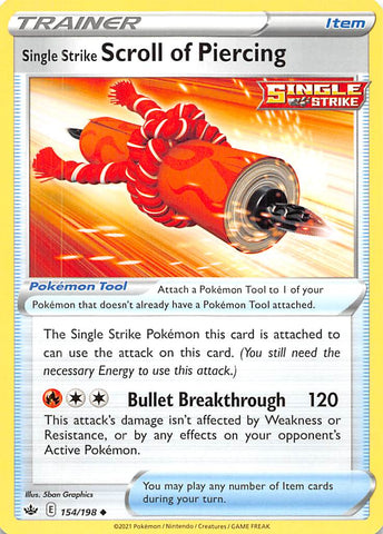 Pokemon | Single Strike Scroll of Piercing (154/198) [Sword & Shield: Chilling Reign] | The Nerd Merchant