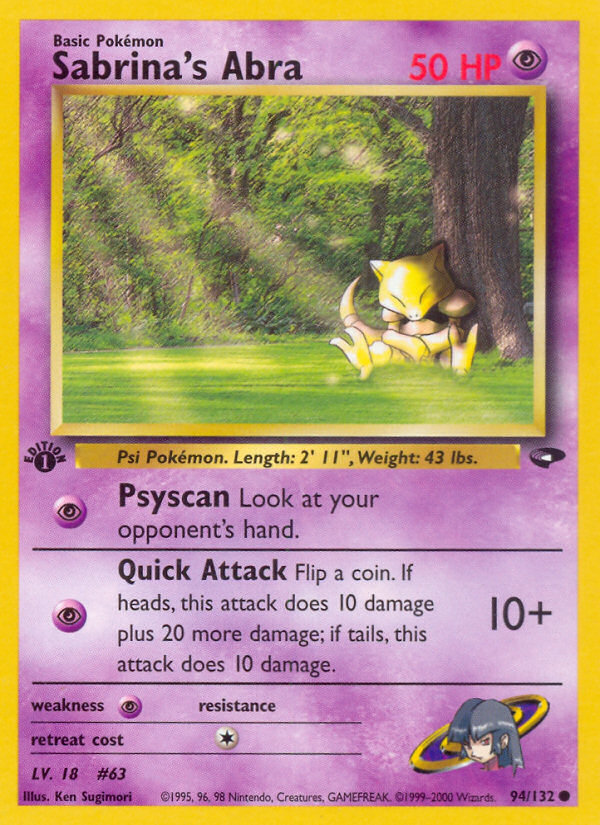 Pokemon | Sabrina's Abra (94/132) [Gym Challenge 1st Edition] | The Nerd Merchant