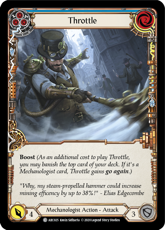 Flesh and Blood TCG | Throttle (Blue) [U-ARC025] (Arcane Rising Unlimited)  Unlimited Rainbow Foil | The Nerd Merchant