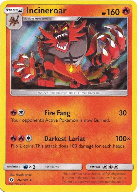 Pokemon | Incineroar (26/149) (Water Web Holo) [Sun & Moon: Base Set] | The Nerd Merchant