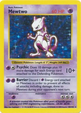 Pokemon | Mewtwo (10/102) [Base Set Shadowless Unlimited] | The Nerd Merchant