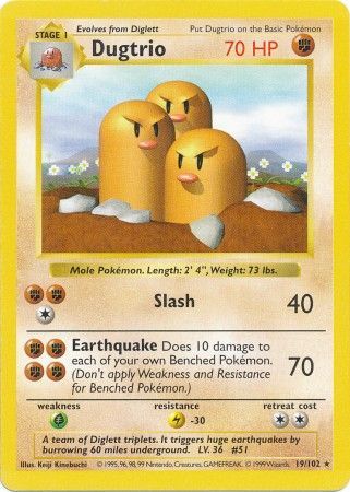 Pokemon | Dugtrio (19/102) [Base Set Shadowless Unlimited] | The Nerd Merchant
