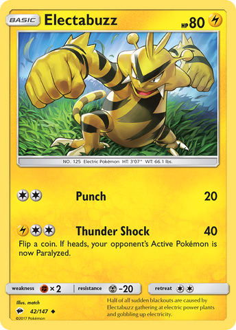 Pokemon | Electabuzz (42/147) [Sun & Moon: Burning Shadows] | The Nerd Merchant