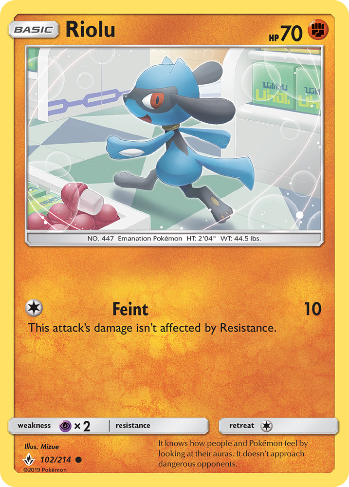 Pokemon | Riolu (102/214) [Sun & Moon: Unbroken Bonds] | The Nerd Merchant