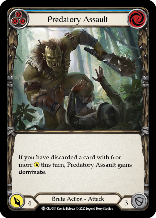 Flesh and Blood TCG | Predatory Assault (Blue) [CRU015] (Crucible of War)  1st Edition Rainbow Foil | The Nerd Merchant