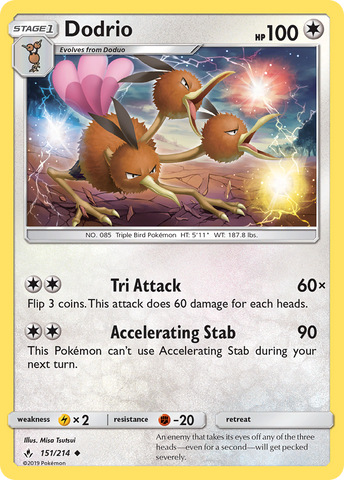 Pokemon | Dodrio (151/214) [Sun & Moon: Unbroken Bonds] | The Nerd Merchant