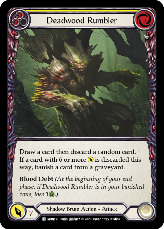 Flesh and Blood TCG | Deadwood Rumbler (Yellow) [MON139-RF] (Monarch)  1st Edition Rainbow Foil | The Nerd Merchant