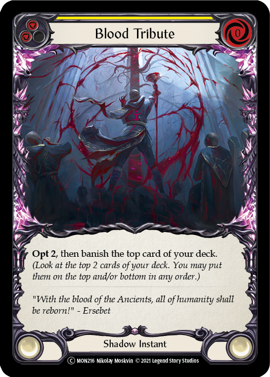 Flesh and Blood TCG | Blood Tribute (Yellow) [U-MON216] (Monarch Unlimited)  Unlimited Normal | The Nerd Merchant