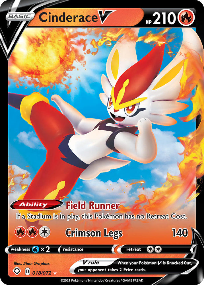 Pokemon | Cinderace V (018/072) [Sword & Shield: Shining Fates] | The Nerd Merchant