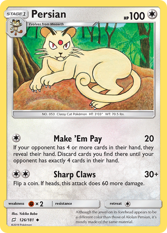 Pokemon | Persian (126/181) [Sun & Moon: Team Up] | The Nerd Merchant