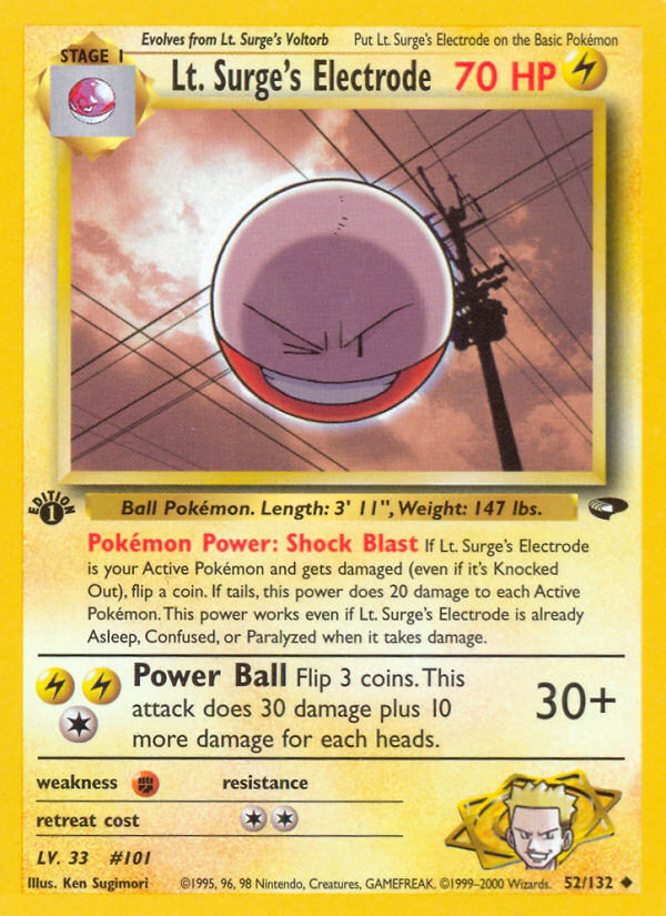 Pokemon | Lt. Surge's Electrode (52/132) [Gym Challenge 1st Edition] | The Nerd Merchant