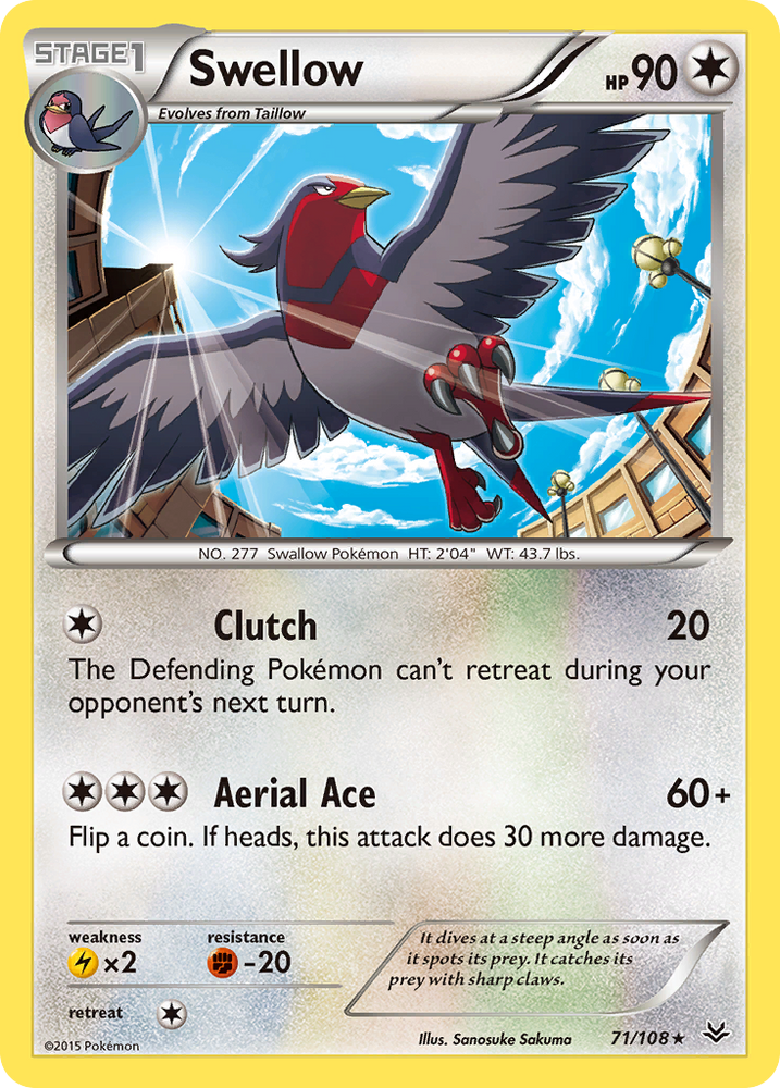 Pokemon | Swellow (71/108) [XY: Roaring Skies] | The Nerd Merchant